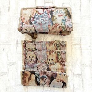 VTG Cat Tapestry Foldable Rolling Shopping Bag & Shoulder Tote Set - Oddor